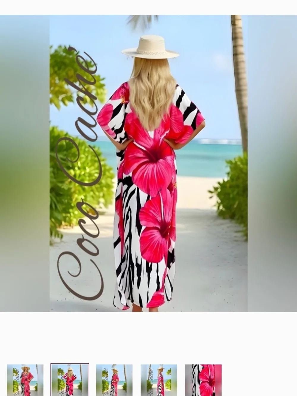 Tropical full length Kaftan/Swim Cover-Up, One size